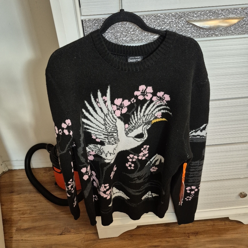 Black Sweater with Pink  Design Blossom Three